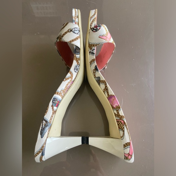 Gucci multicolor white canvas print, pink leather sole, neat condition size 10!! - Picture 1 of 5